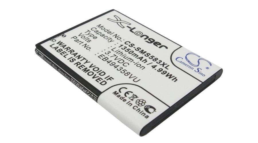 Cameron Sino 1350mAh Samsung GT-S5830,GT-S5830T,GT-S5830T Galaxy S Mini,Cooper,Ace,Galaxy Gio,Galaxy Ace,GT-S5660,Galaxy Pro,GT-B7510 Batéria
