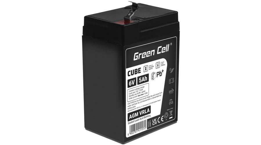 Green Cell CUBE AGM batéria IP54 6V 5Ah VRLA Gel hlboký cyklus, skúter, kosačka, loď, traktor