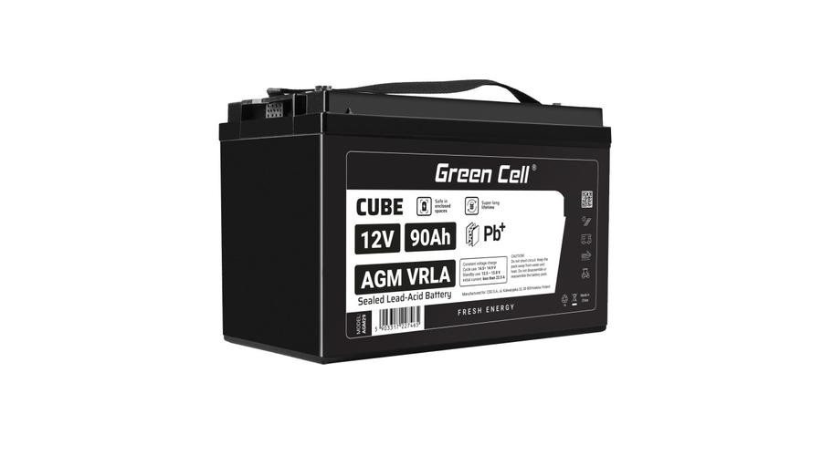 Green Cell CUBE AGM batéria IP54 12V 90Ah VRLA Gel hlboký cyklus, skúter, kosačka, loď, traktor