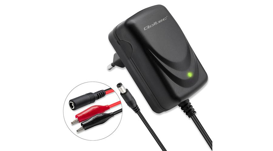 Qoltec Automatická nabíjačka pre AGM GEL STD 12V batériu | 1A | Usmerňovač s LED indikátorom