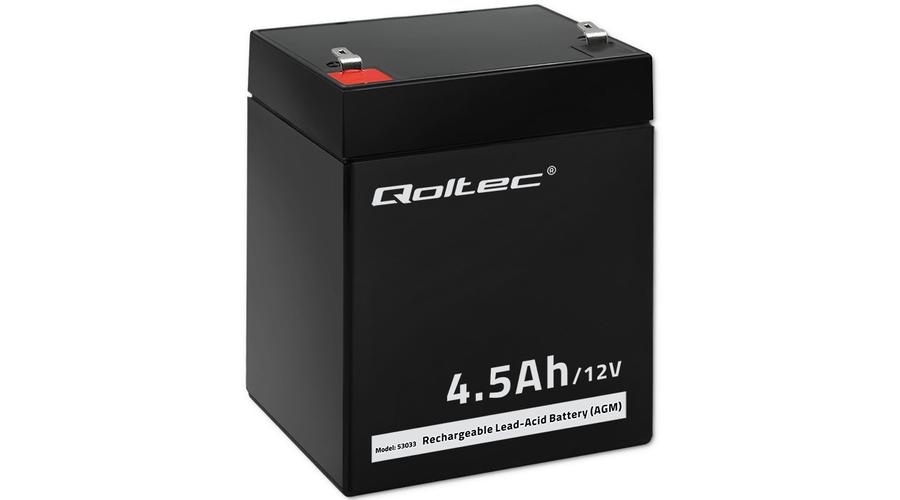 Qoltec AGM batéria | 12V | 4,5Ah | max 67,5A