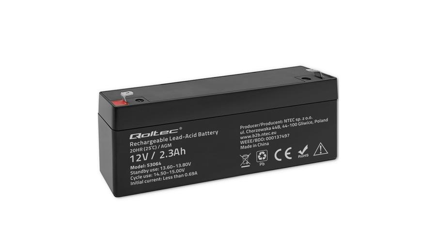 Qoltec AGM batéria  | 12V | 2.3Ah | max. 34.5A