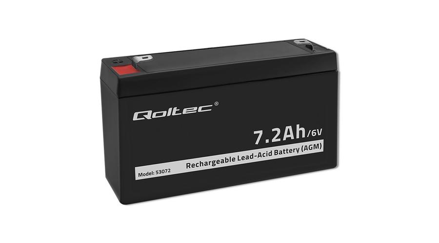 Qoltec AGM batéria | 6V | 7.2 Ah | max. 105A