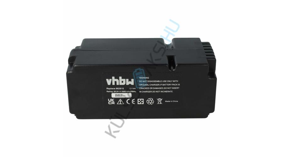 Výmena batérie kosačky VHBW pre Yard Force 862601, 862615, 0862622, 0862622001 - 3000 mAh 25,2 V Li-Ion